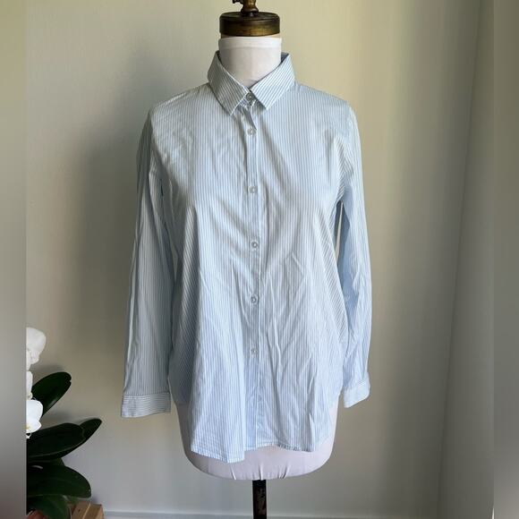 THE KOOPLES LIGHT BLUE STRIPED BUTTON DOWN SHIRT WOMENS XS - Picture 1 of 8